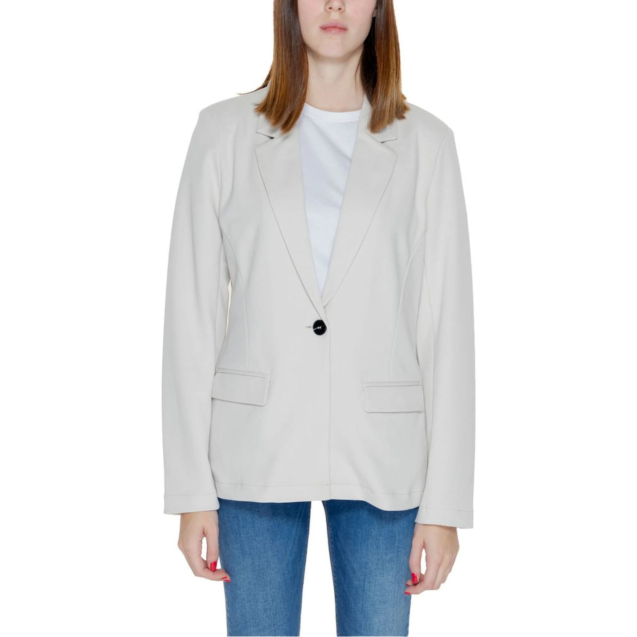 Beige Polyester Blazer