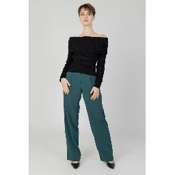 Green Recycled Polyester Flared Pants