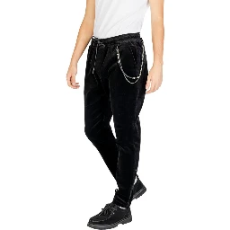 Black Cotton Casual Pants