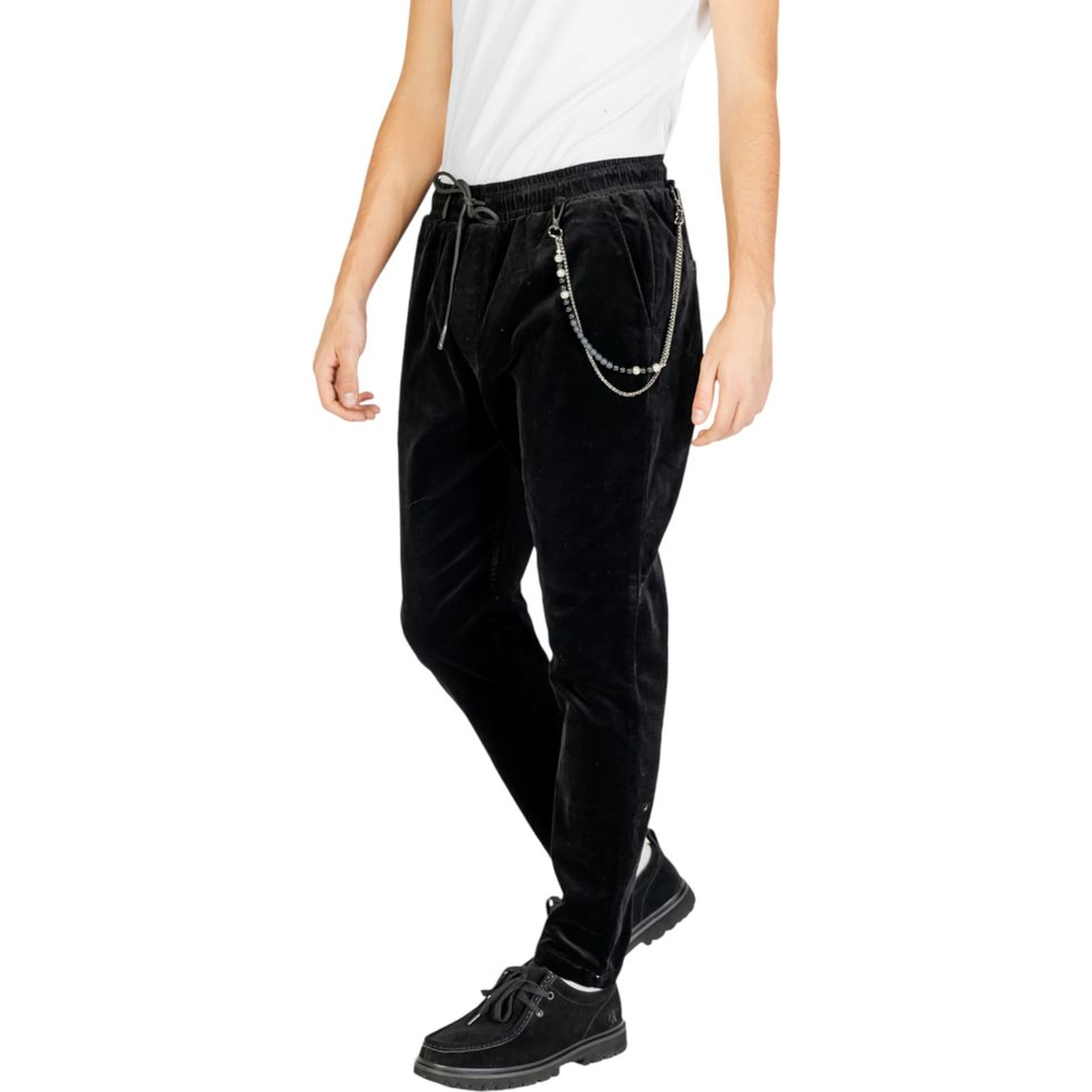Black Cotton Casual Pants