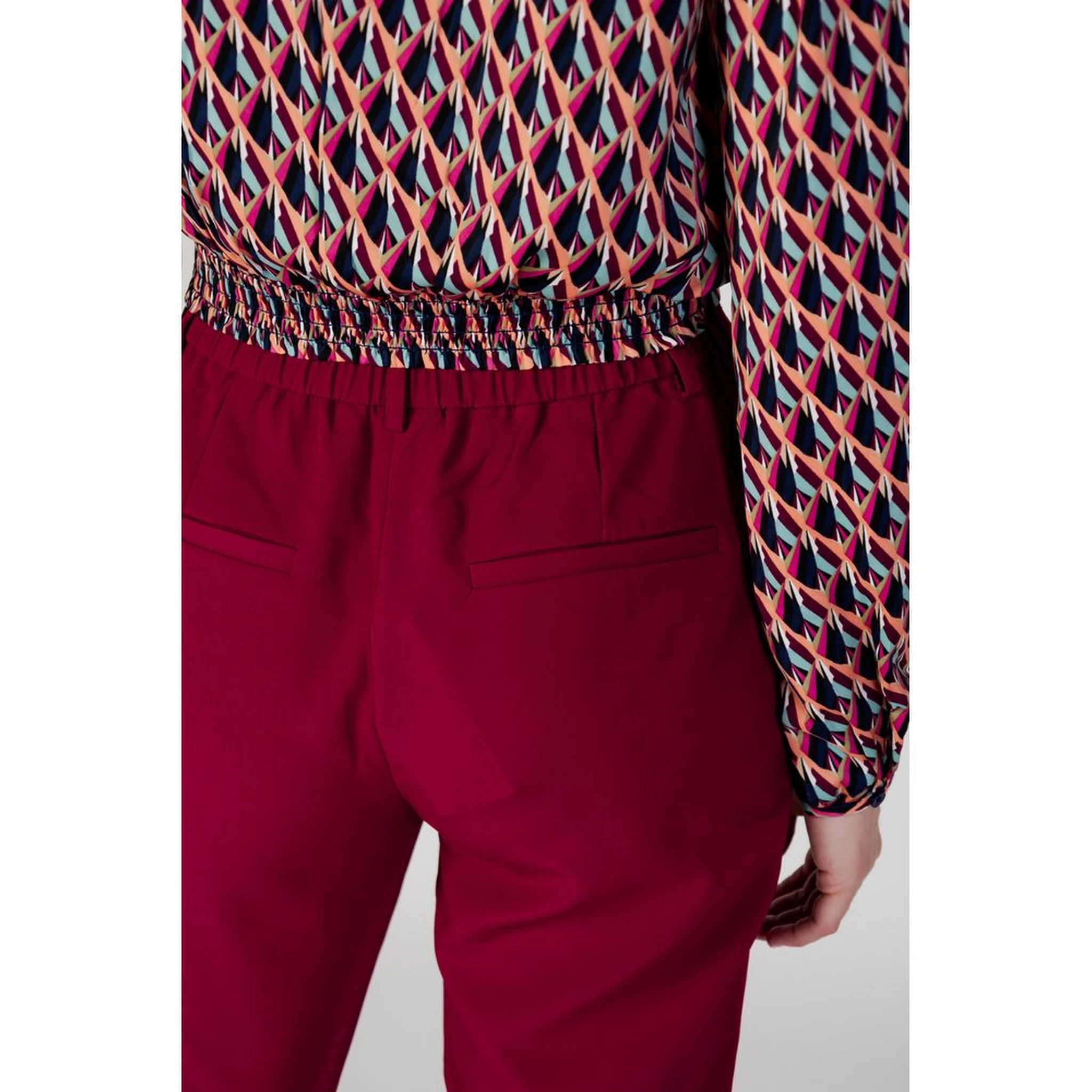 Bordeaux Polyester Casual Pants