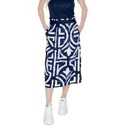 Blue Viscose Long Skirt