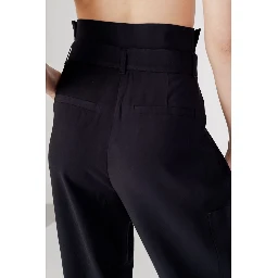 Black Viscose Casual Pants