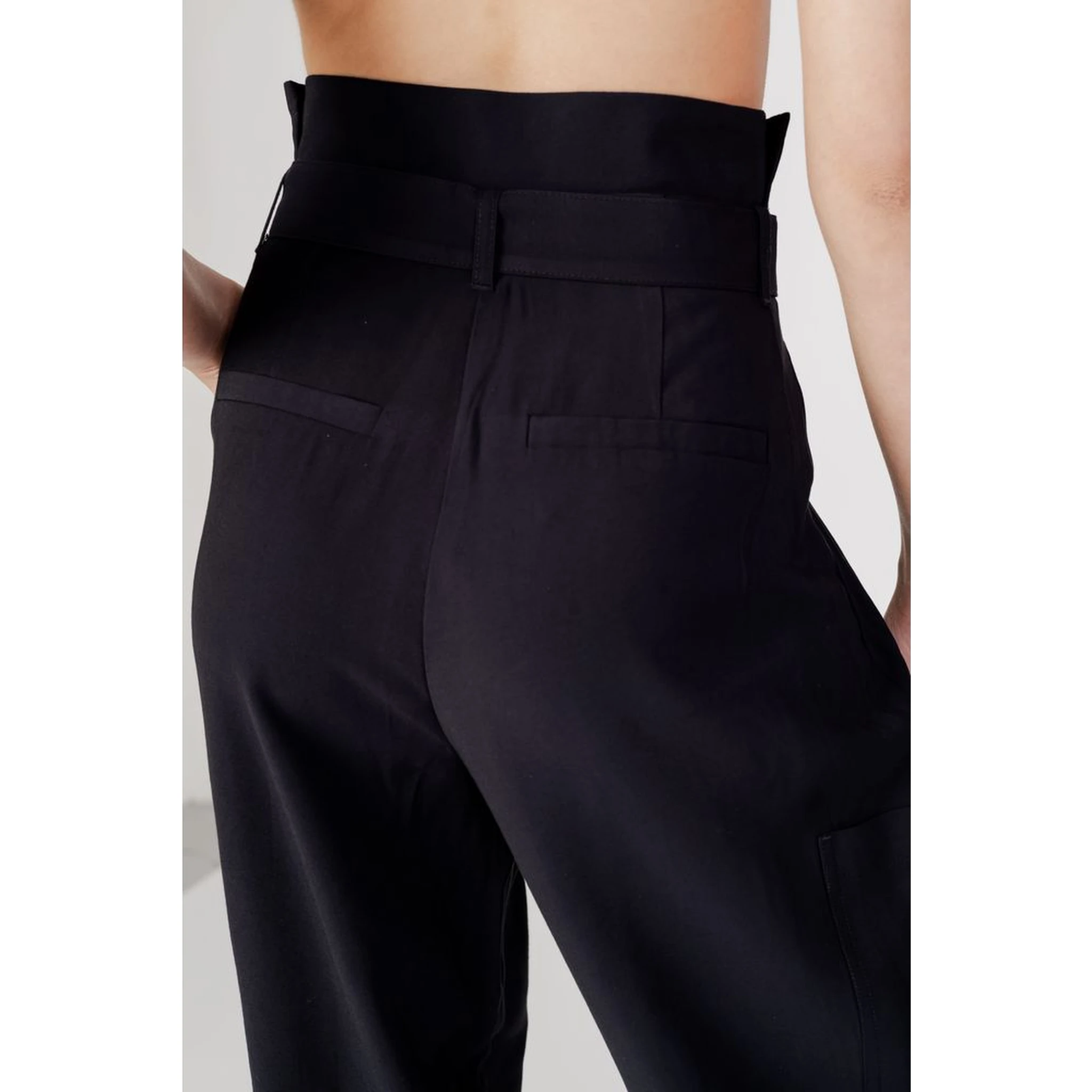 Black Viscose Casual Pants