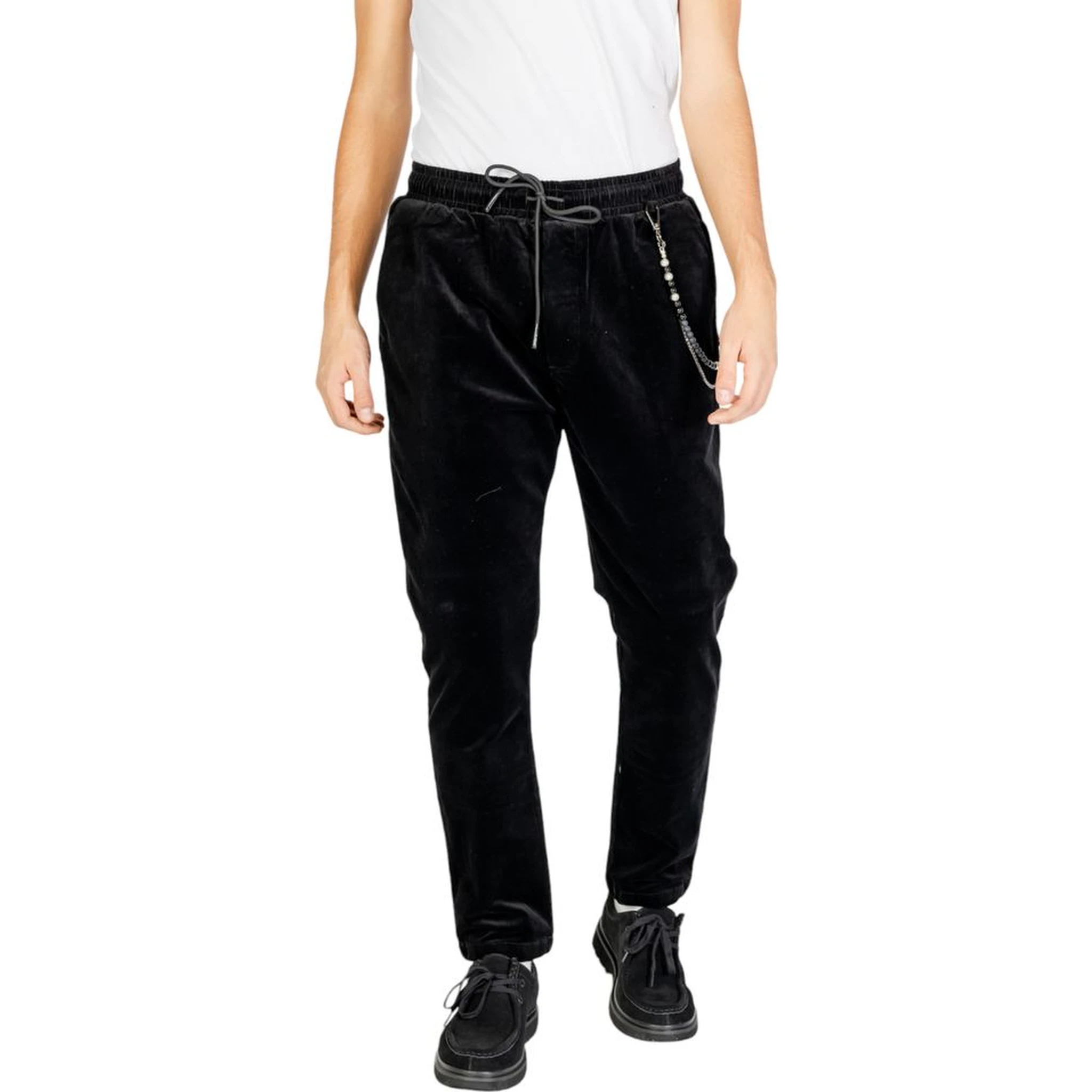 Black Cotton Casual Pants