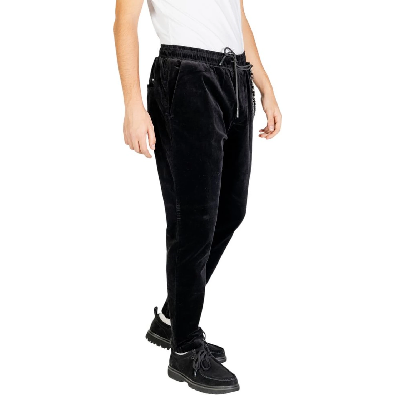 Black Cotton Casual Pants