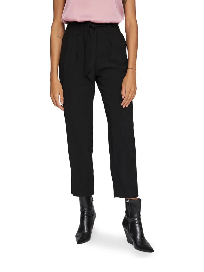 Black Viscose Cropped Pants