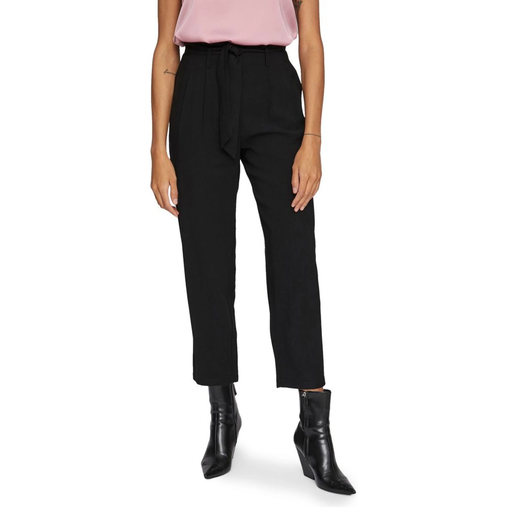 Black Viscose Cropped Pants