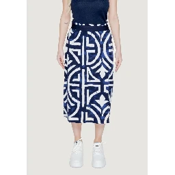 Blue Viscose Long Skirt