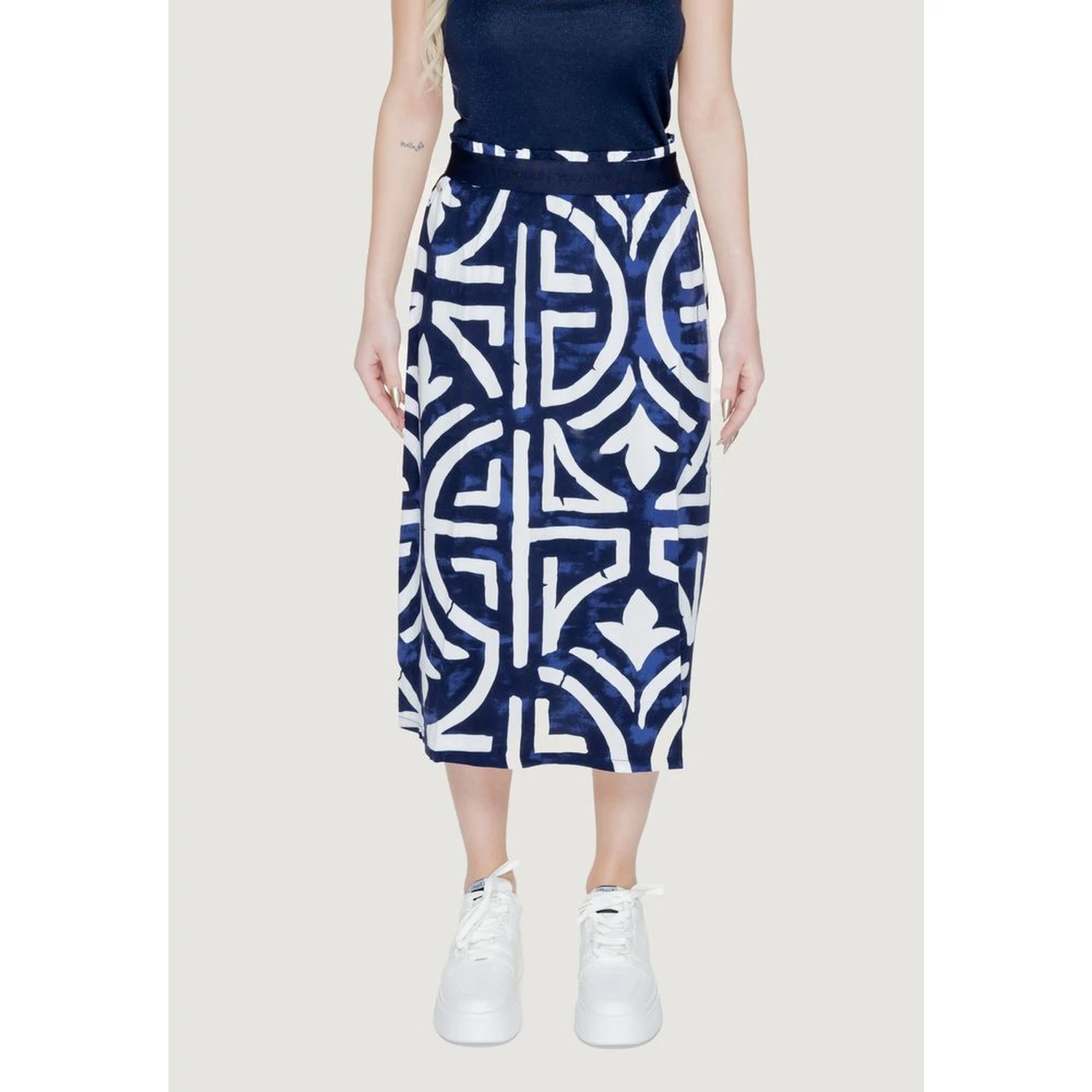 Blue Viscose Long Skirt