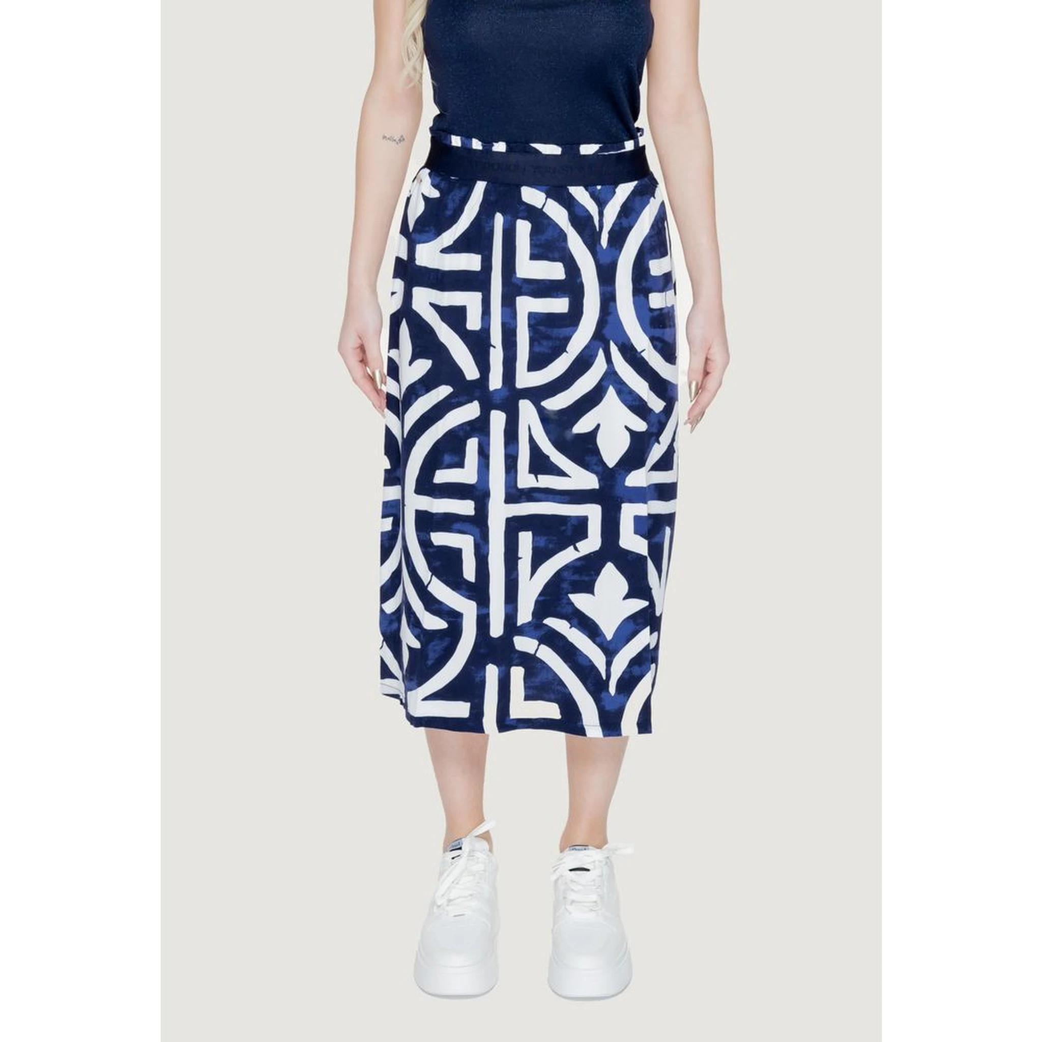 Blue Viscose Long Skirt