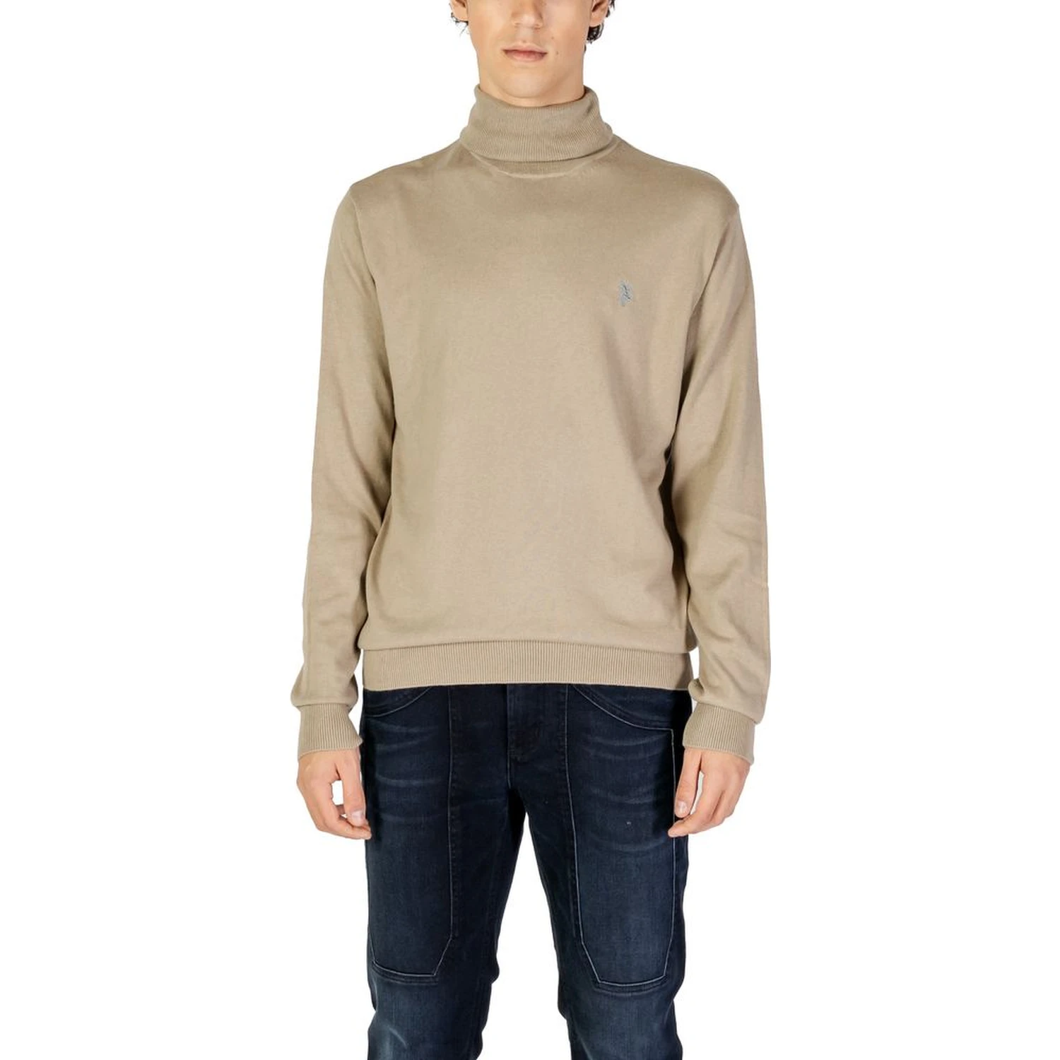 Beige Cotton Turtleneck