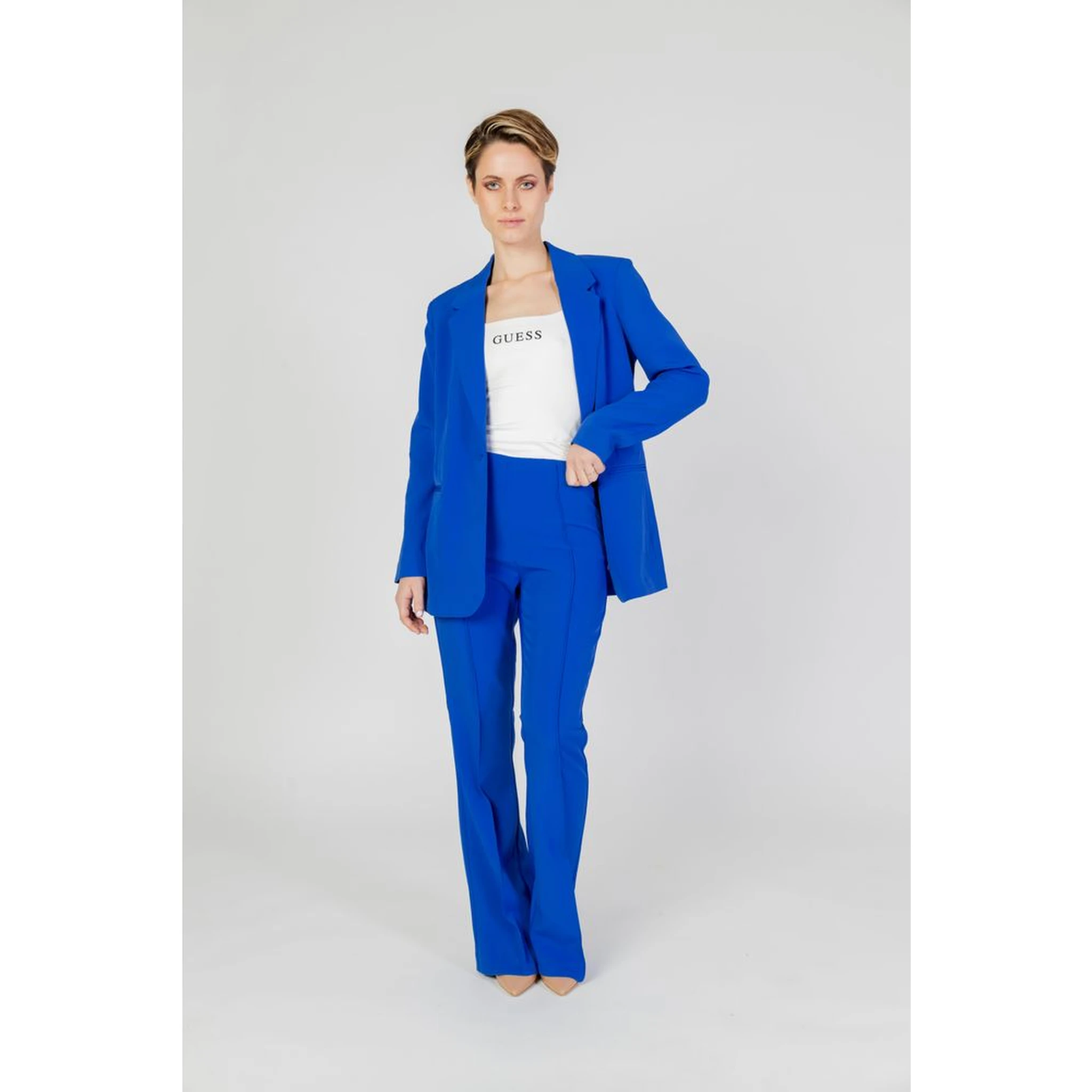 Blue Recycled Polyester Flared Pants