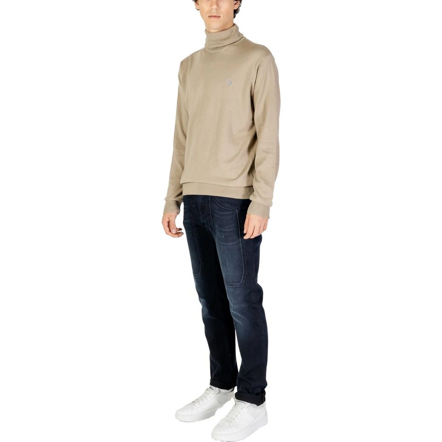 Beige Cotton Turtleneck