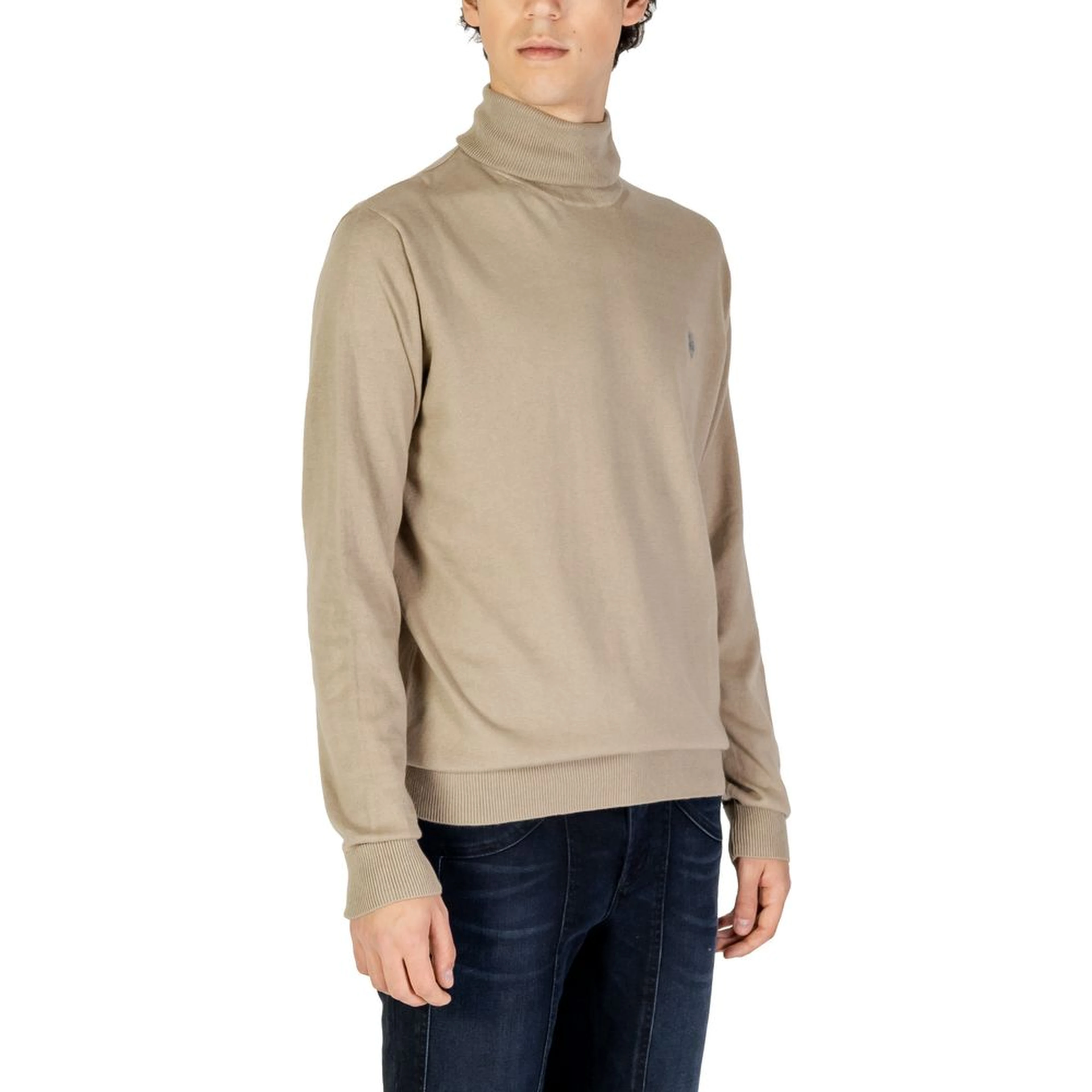 Beige Cotton Turtleneck