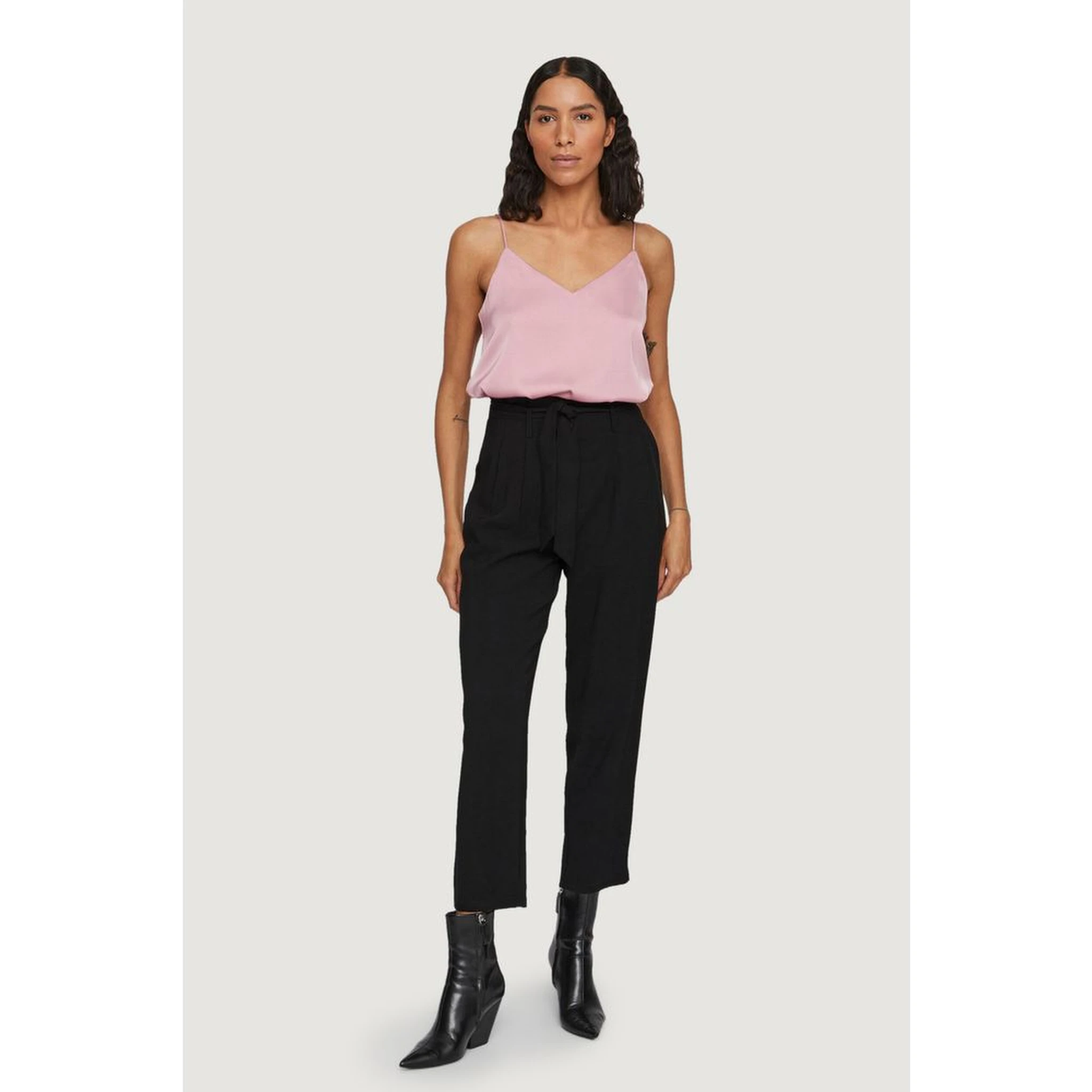 Black Viscose Cropped Pants