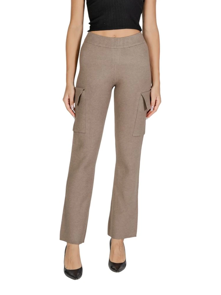 Beige Viscose Cargo Pants