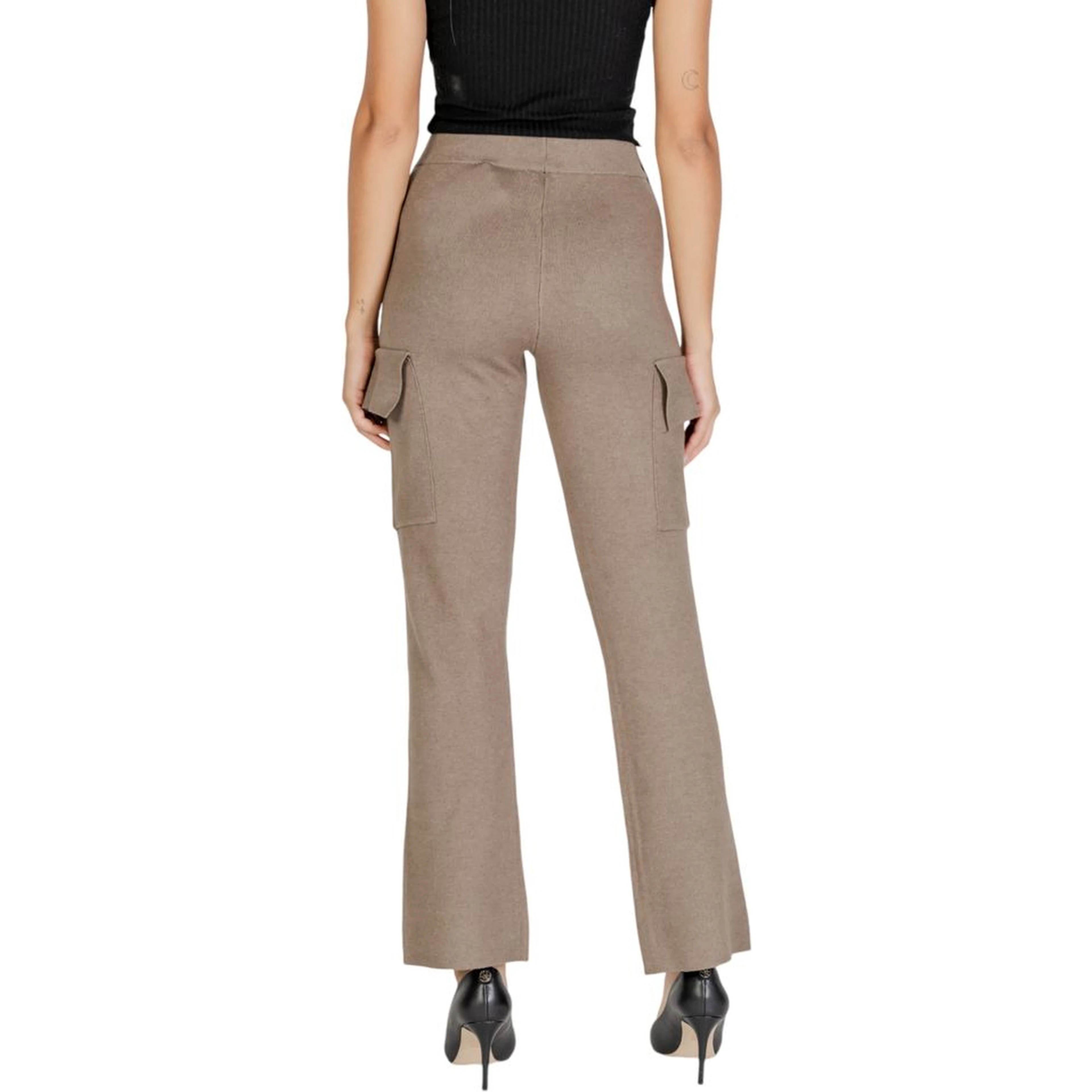 Beige Viscose Cargo Pants