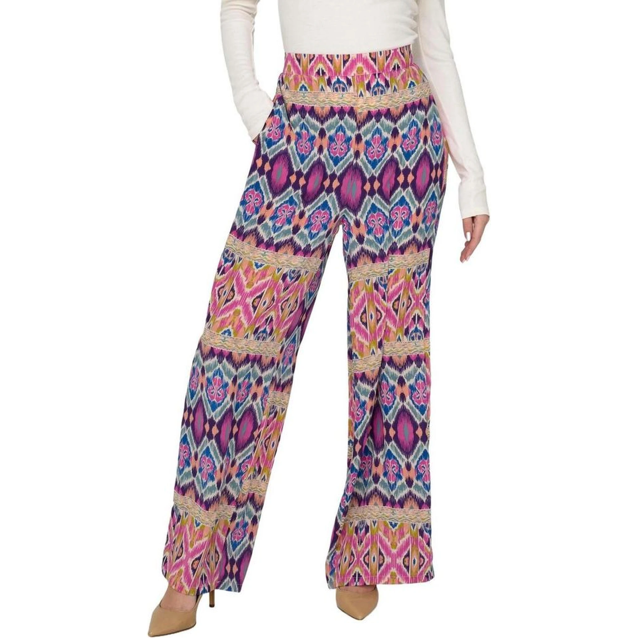 Multicolor Recycled Polyester Casual Pants