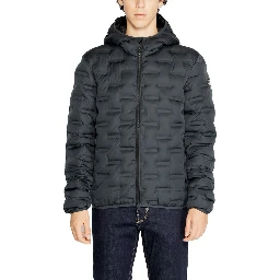 Blue Polyester Full-Length Jacket
