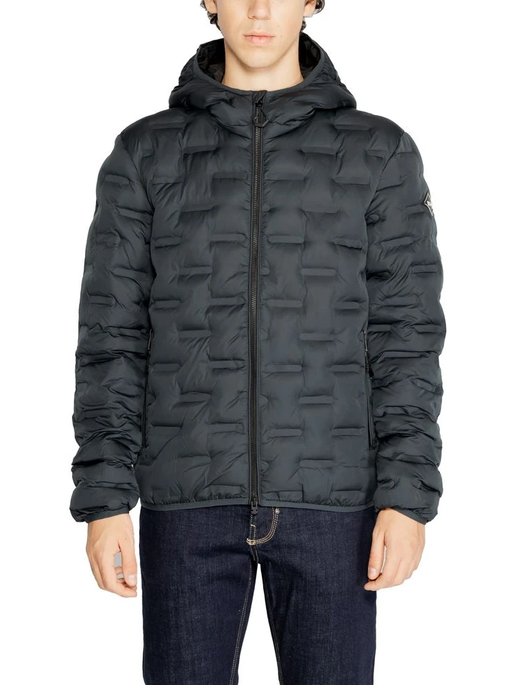 Blue Polyester Full-Length Jacket