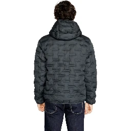 Blue Polyester Full-Length Jacket
