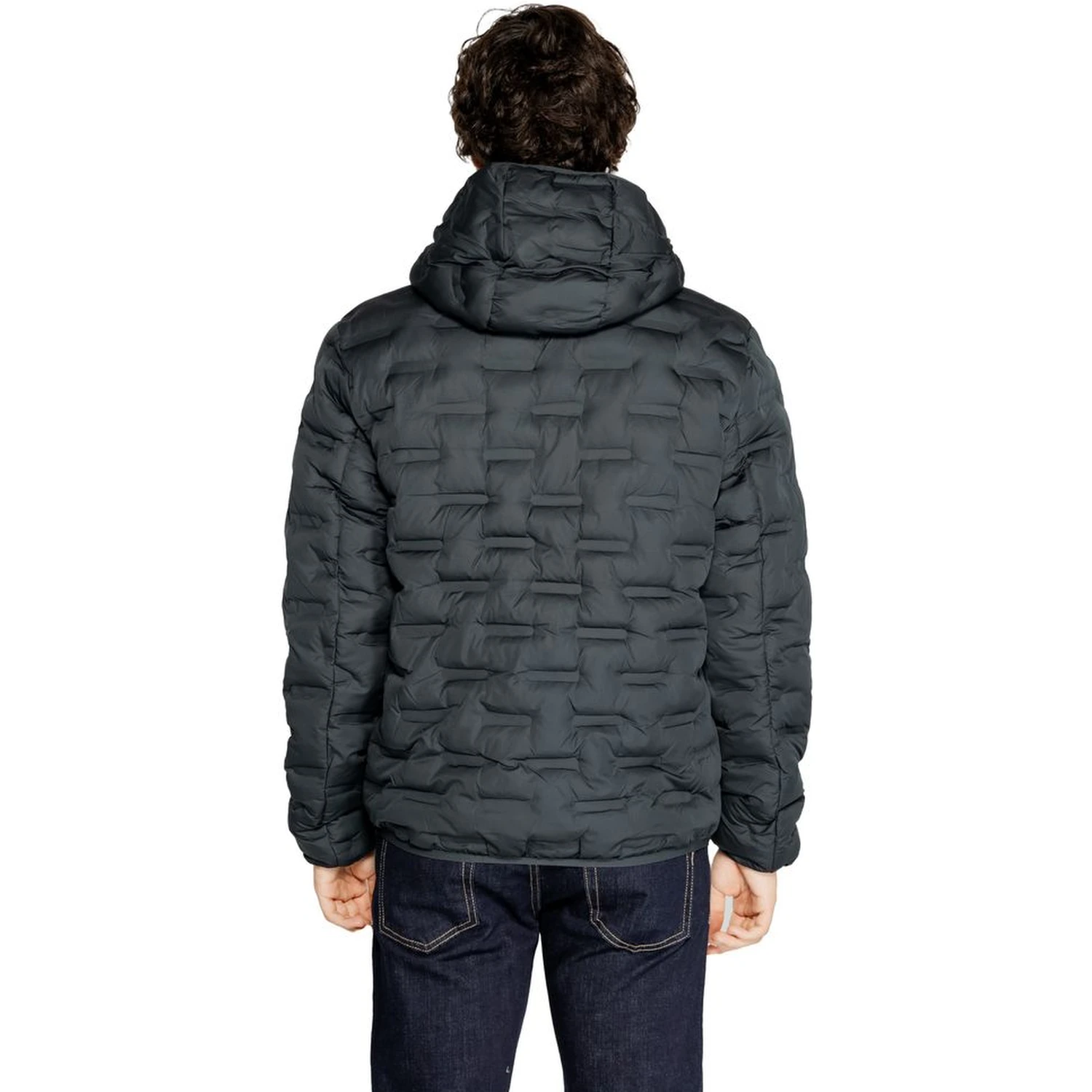 Blue Polyester Full-Length Jacket