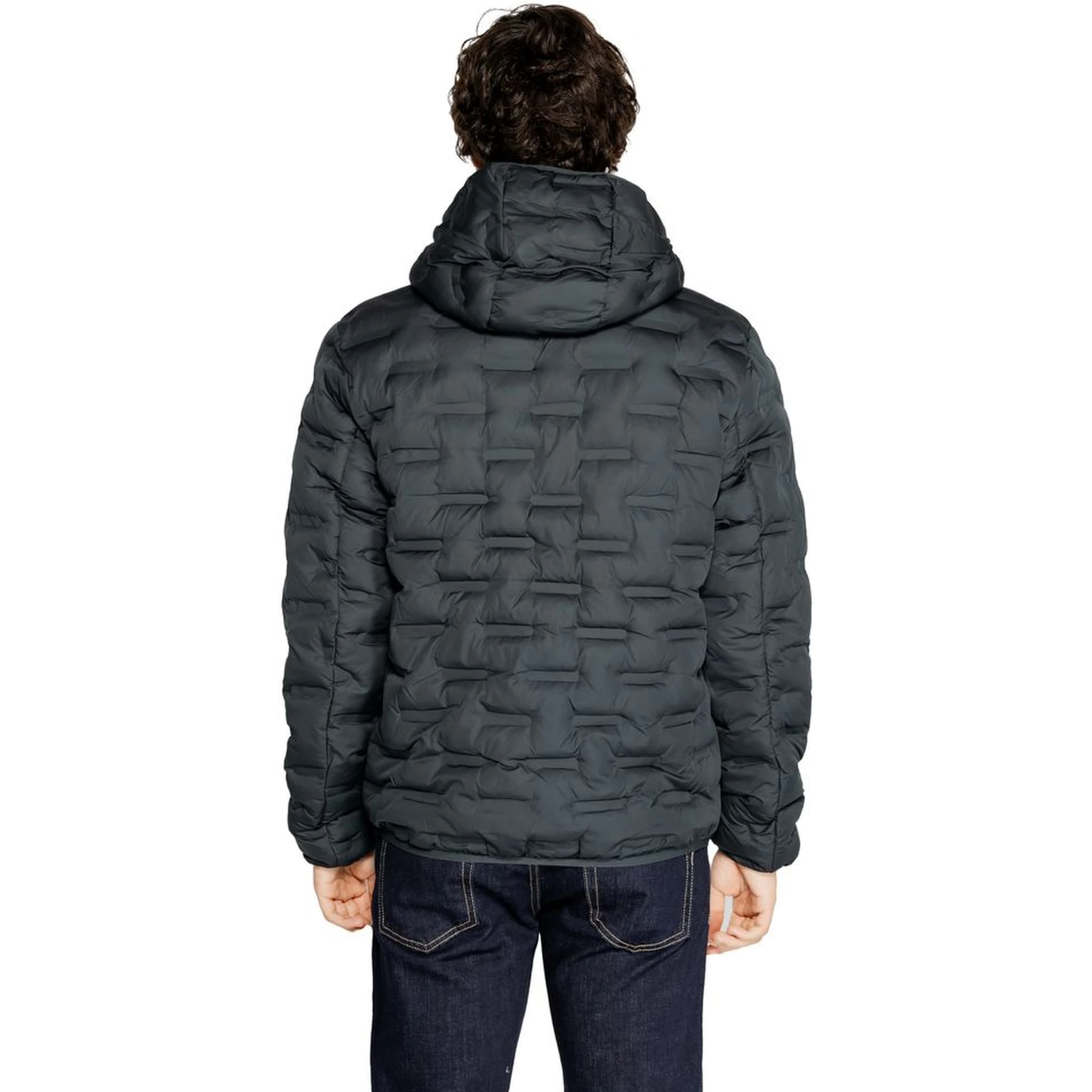 Blue Polyester Full-Length Jacket