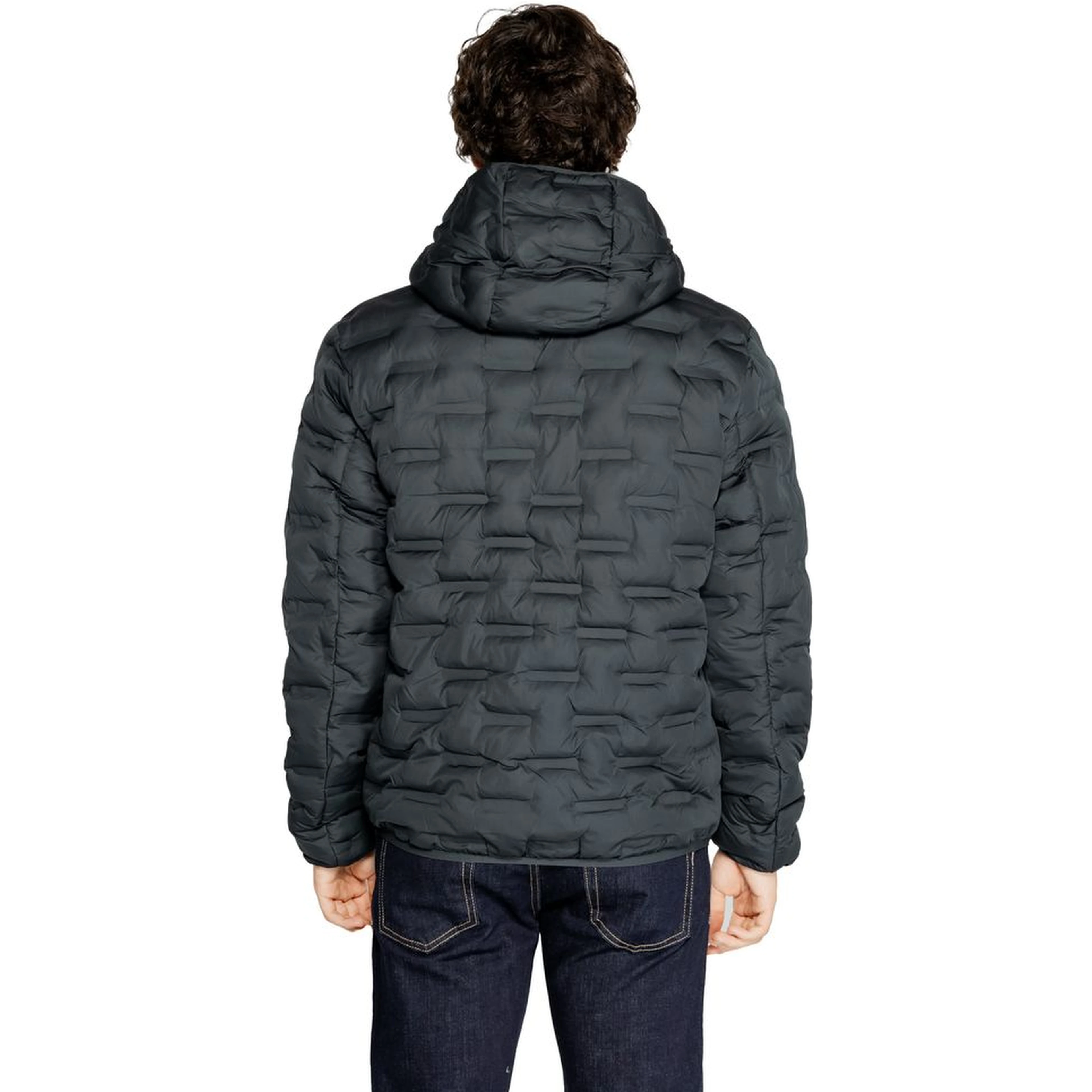 Blue Polyester Full-Length Jacket