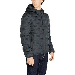 Blue Polyester Full-Length Jacket