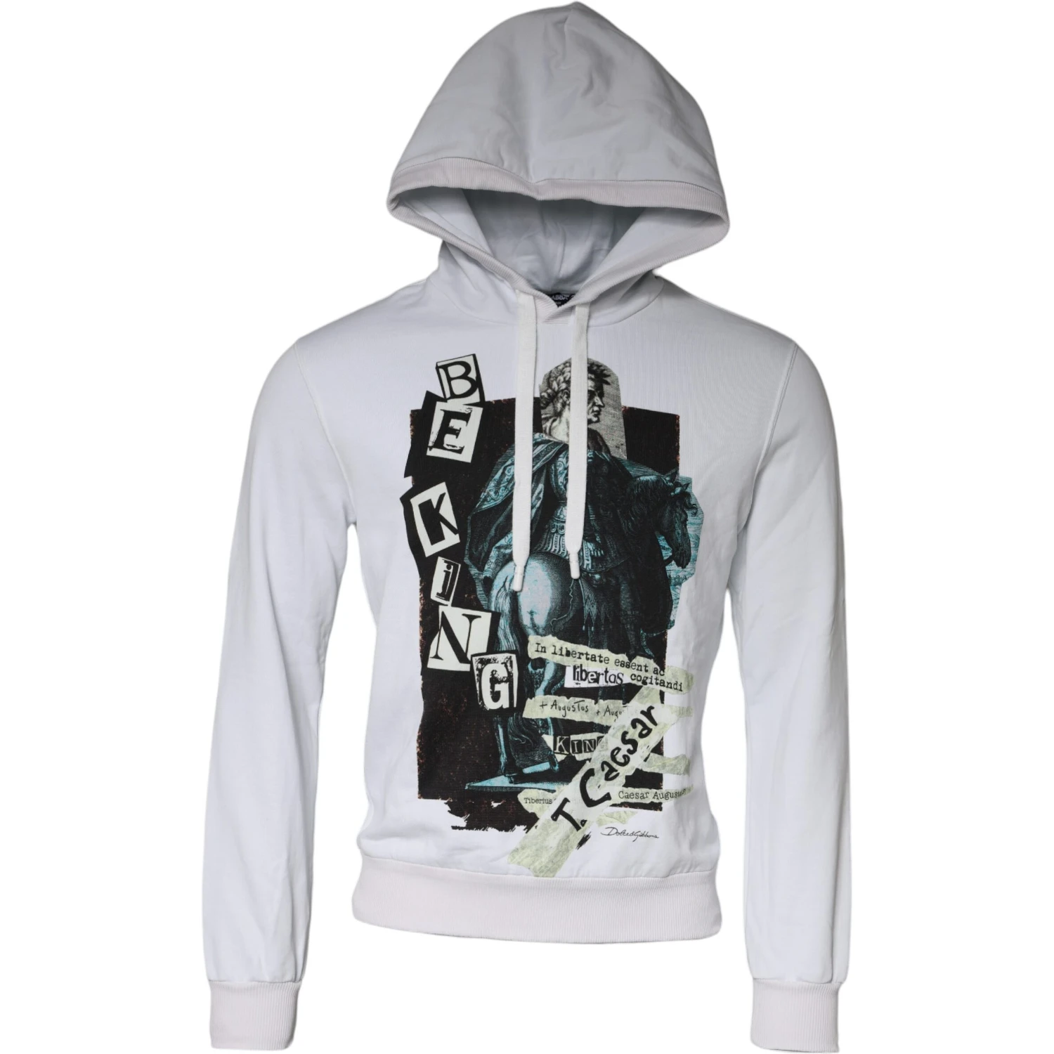 White Caesar Cotton Hooded Pullover Sweater