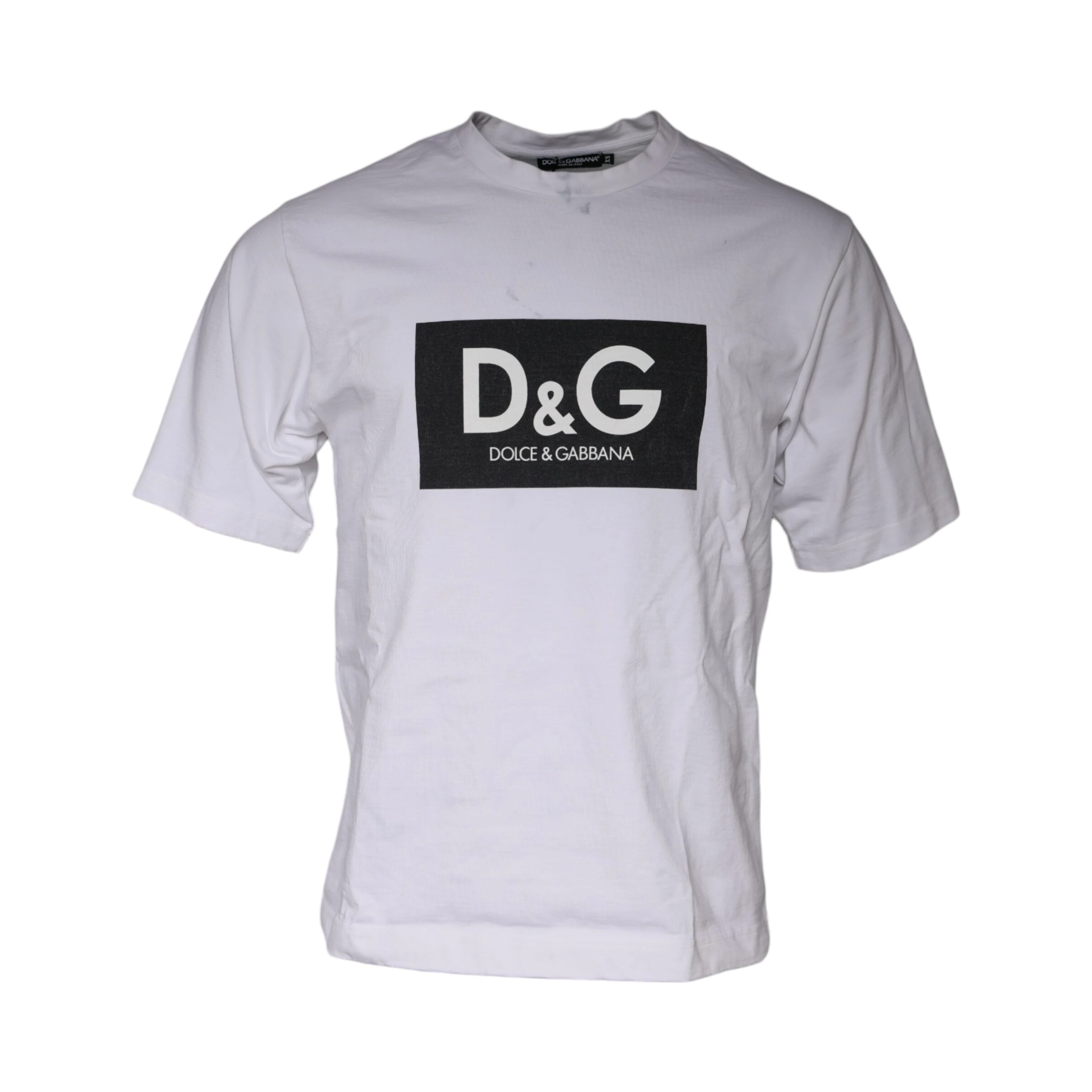 White Logo Print Cotton Crew Neck T-shirt