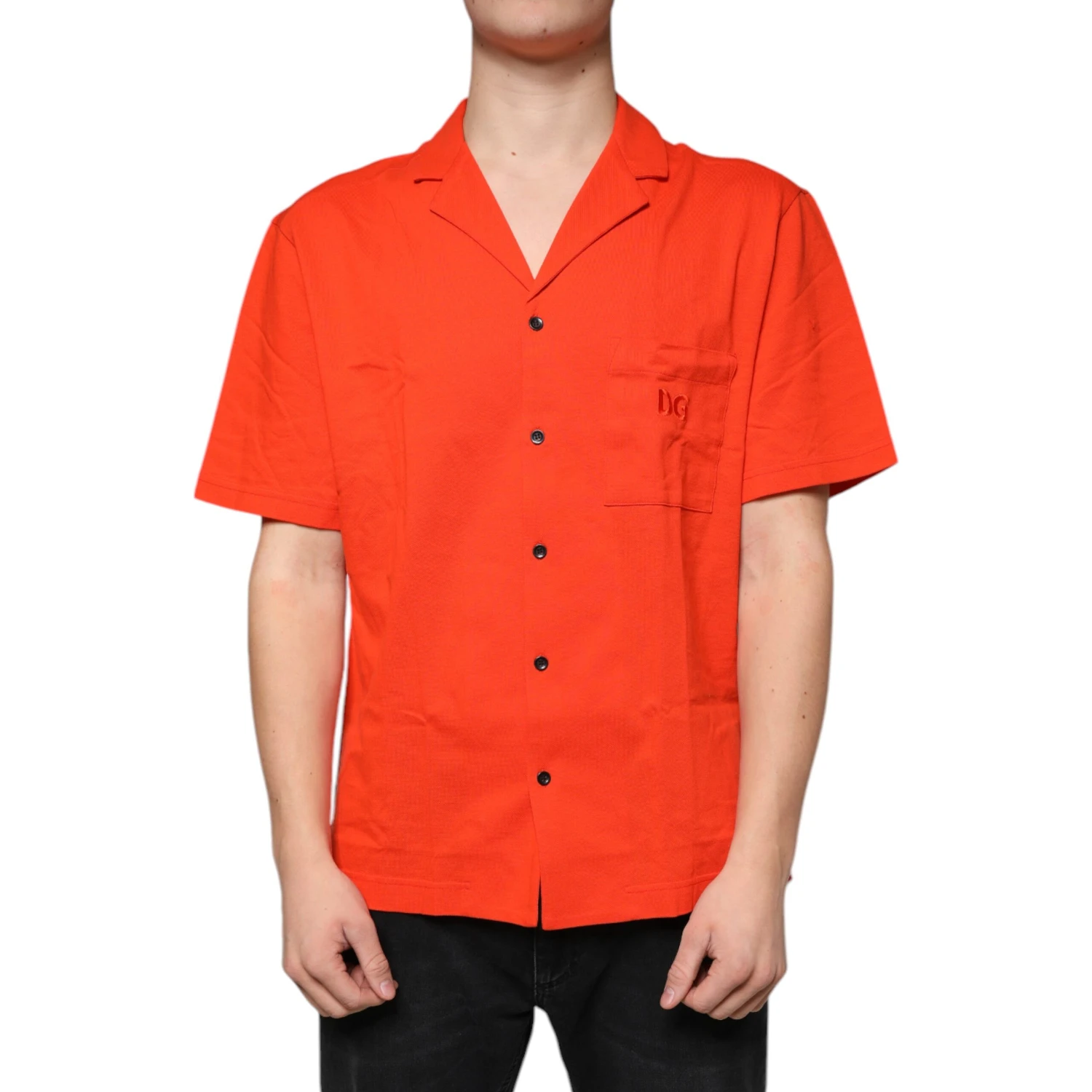 Orange Cotton Button Down Casual Polo Shirt