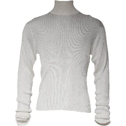 White Long Sleeve Turtleneck Men Pullover Sweater