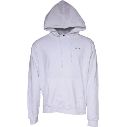 White Logo Cotton Hooded Sweatshirt Sweater