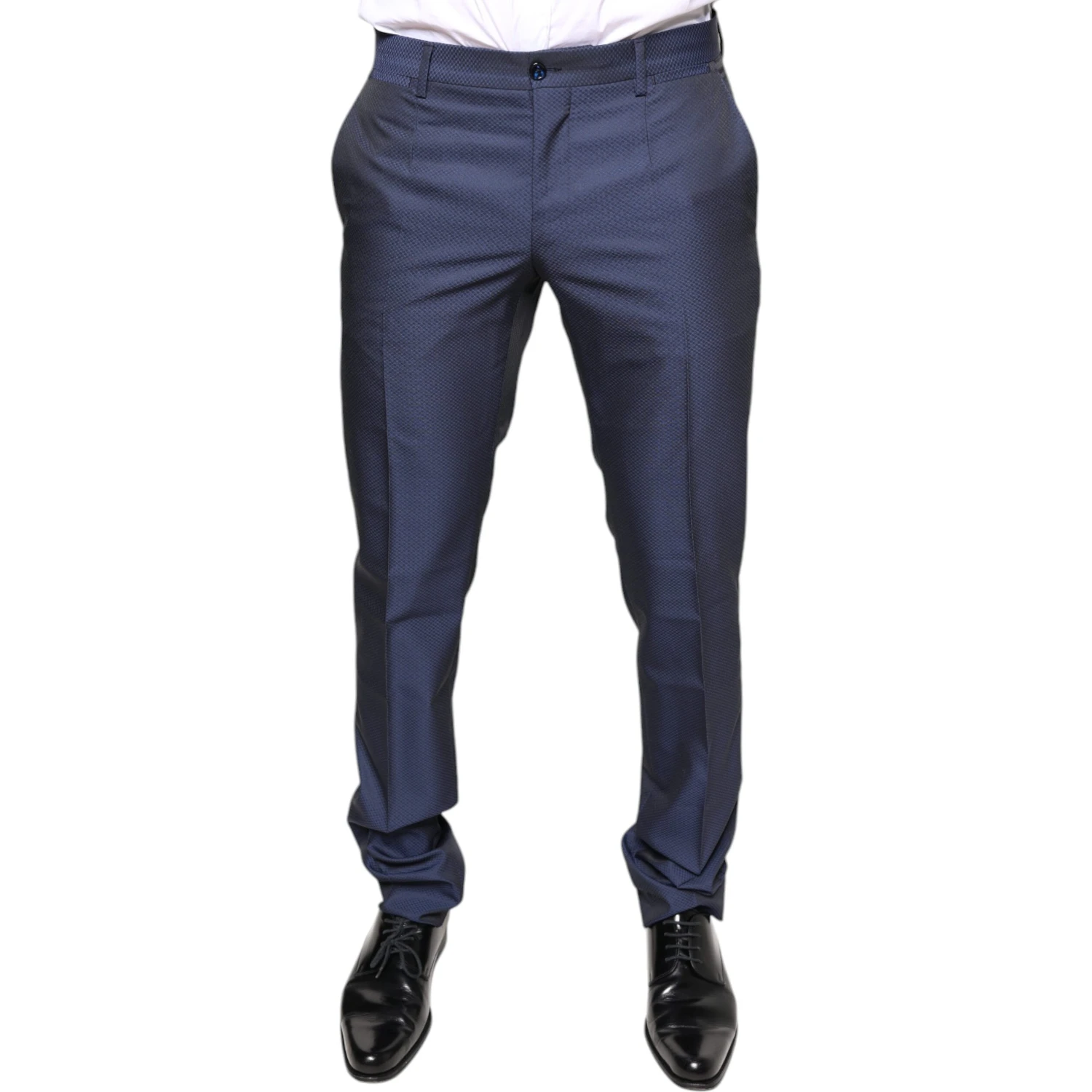 Blue Polyester Formal Tuxedo Pants