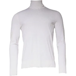 White Long Sleeve Turtleneck Men Pullover Sweater