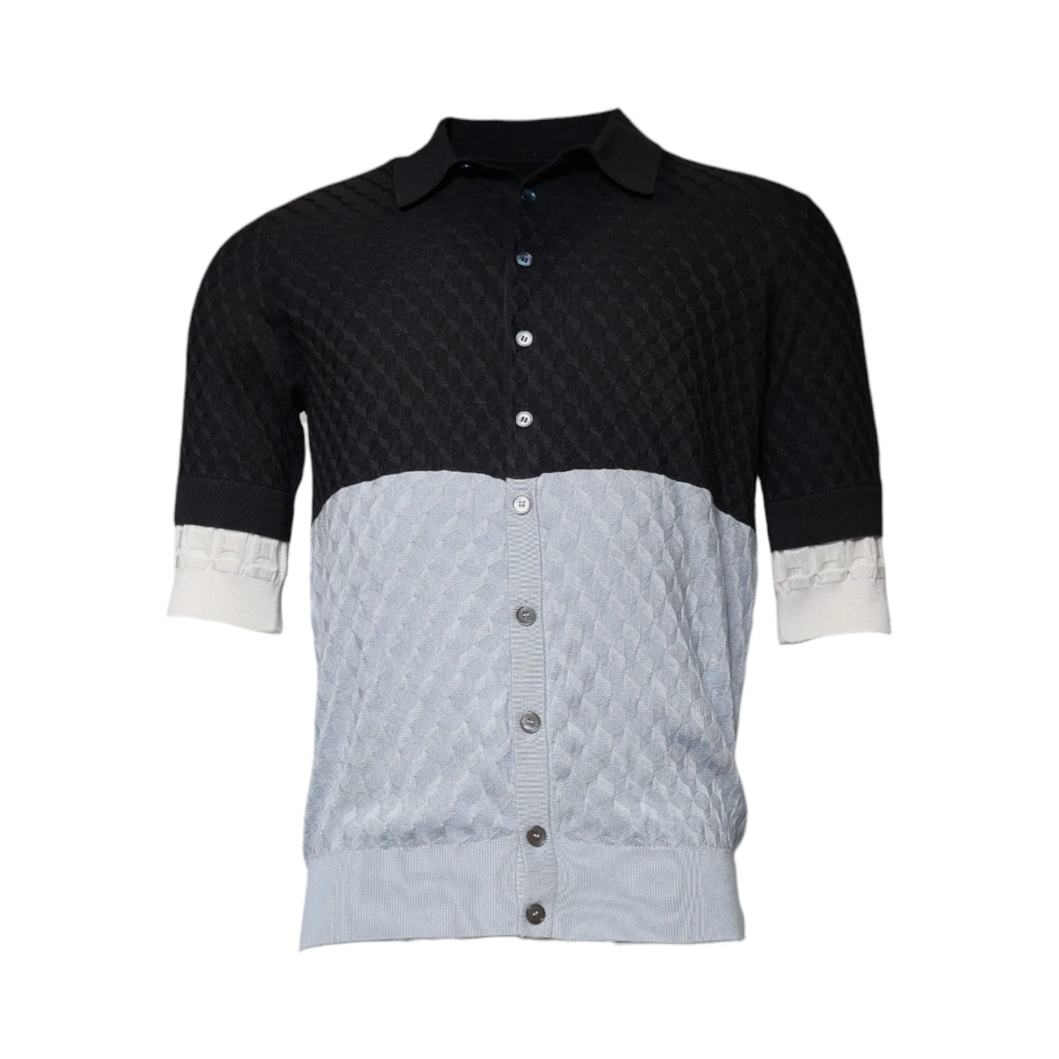Multicolor Silk Button Down Collared T-shirt