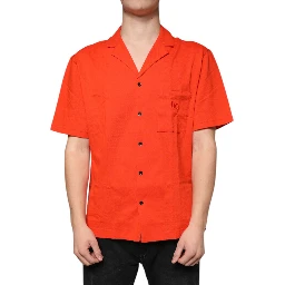 Orange Cotton Button Down Casual Polo Shirt
