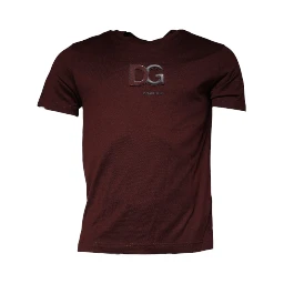 Maroon DG Logo Cotton Crew Neck T-shirt