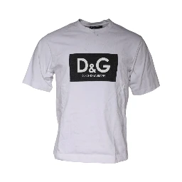 White Logo Print Cotton Crew Neck T-shirt
