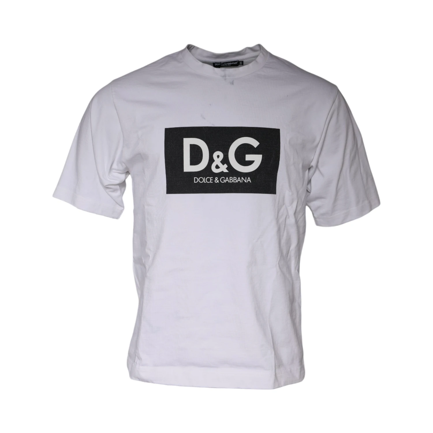 White Logo Print Cotton Crew Neck T-shirt