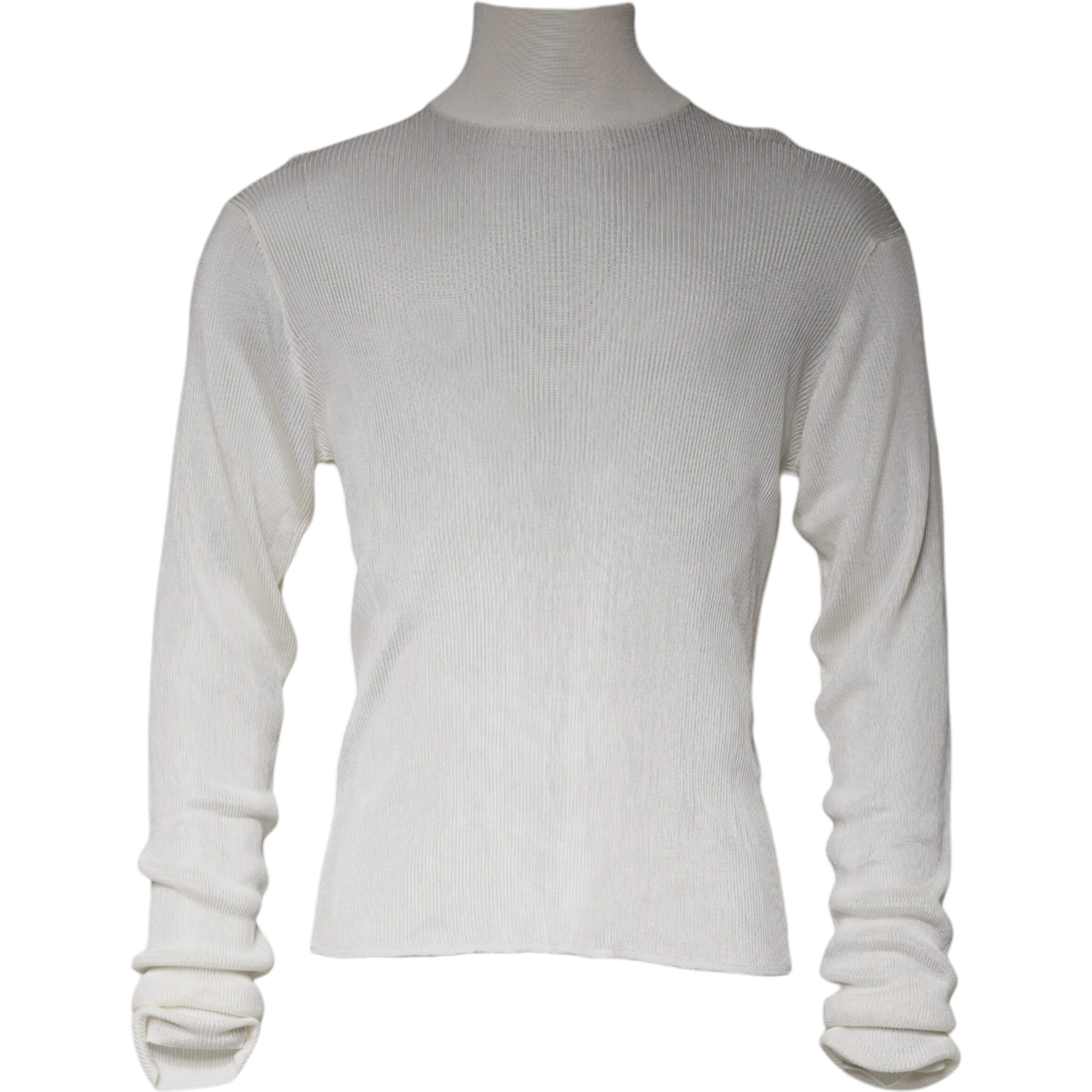 White Long Sleeve Turtleneck Men Pullover Sweater