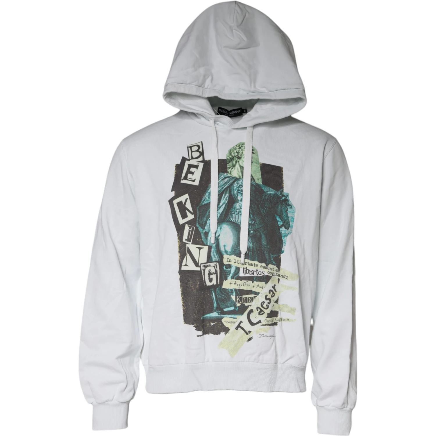 White Caesar Cotton Hooded Pullover Sweater