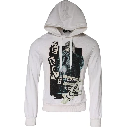 White Caesar Cotton Hooded Pullover Sweater