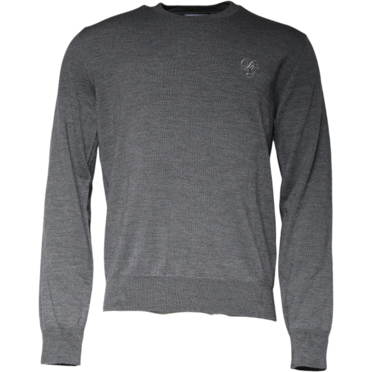 Dark Gray Wool Crew Neck Pullover Sweater