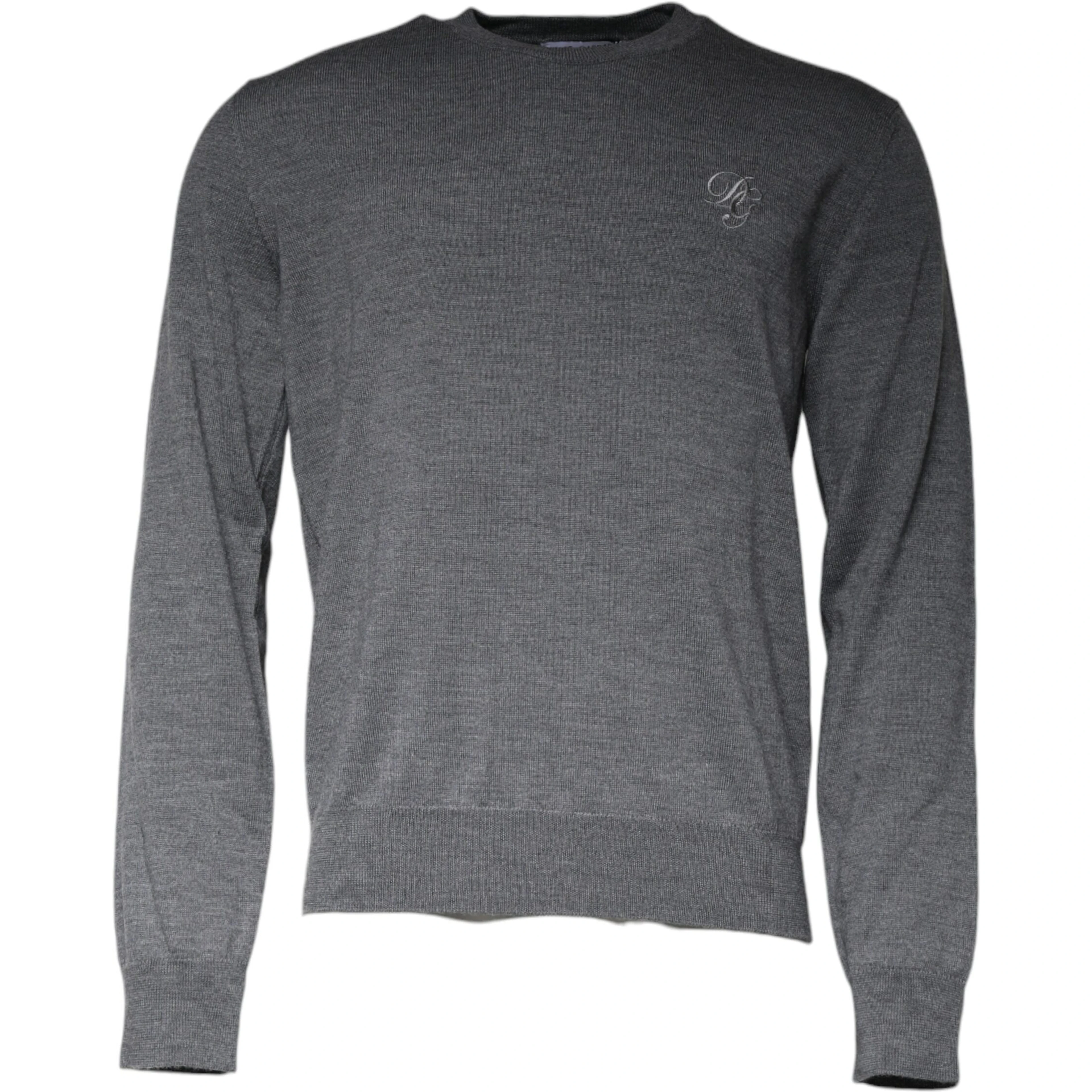 Dark Gray Wool Crew Neck Pullover Sweater
