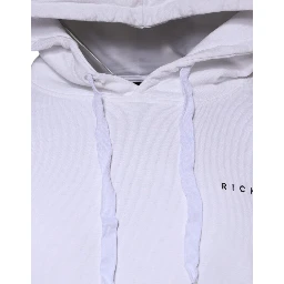 White Logo Cotton Hooded Sweatshirt Sweater