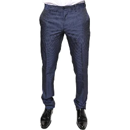 Blue Polyester Formal Tuxedo Pants