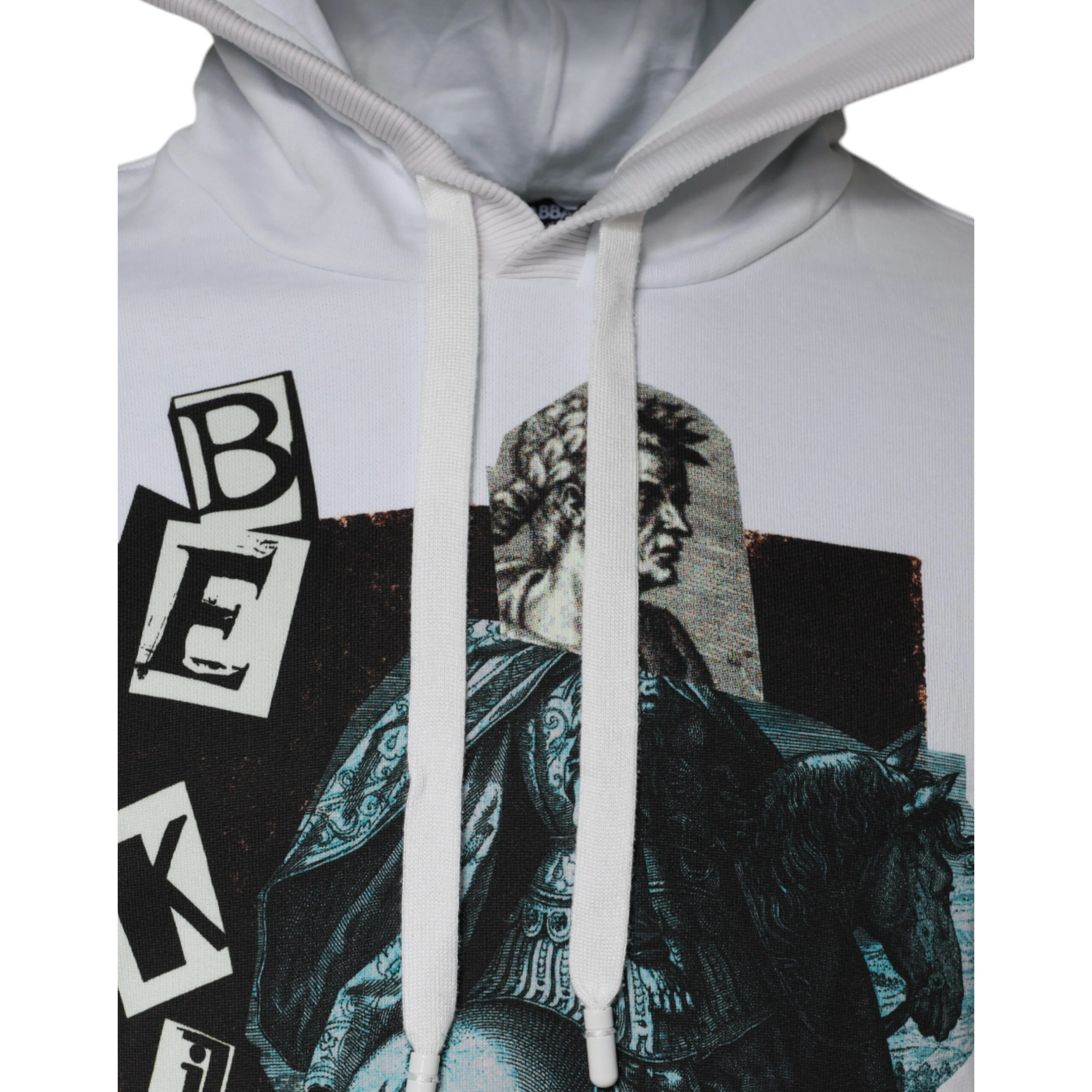 White Caesar Cotton Hooded Pullover Sweater